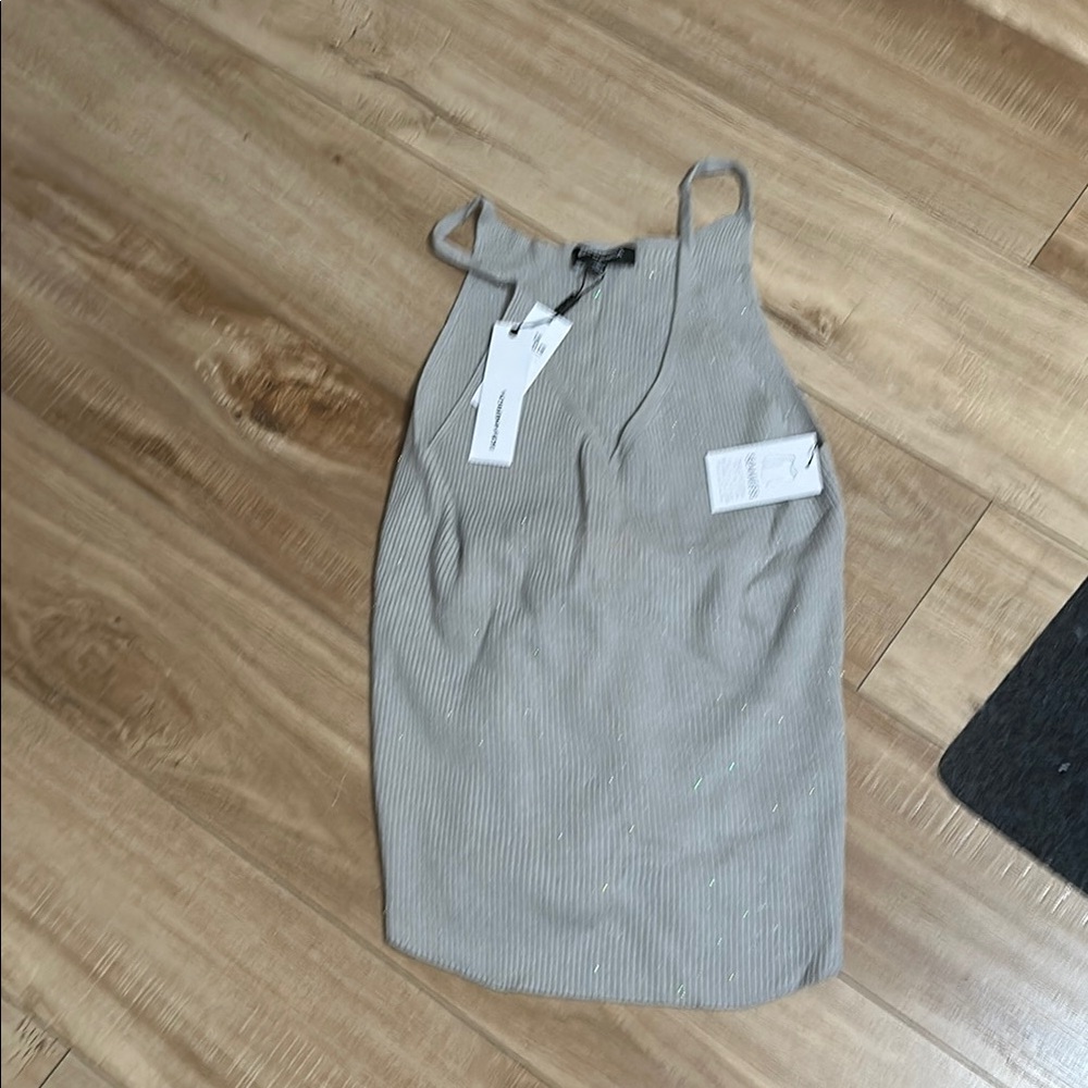 Gray Ribbed Sleeveless Top